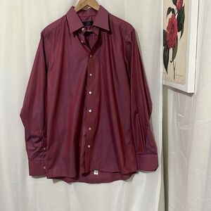 Eden 100% Cotton Red Metallic Button Down Shirt